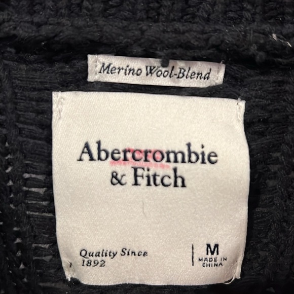 Abercrombie & Fitch Wool Blend Quarter Zip size medium navy blue - Picture 4 of 7